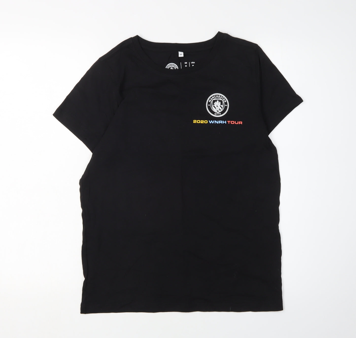 Manchester City Black T-Shirt, Unisex Adults Size 12