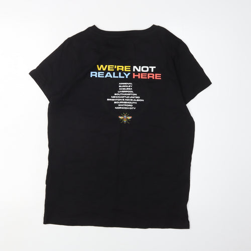 Manchester City Black T-Shirt, Unisex Adults Size 12