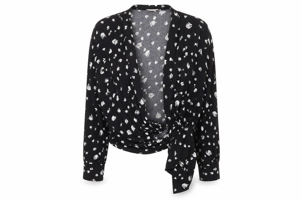 Front view of Whistles Women's Black Floral Blouse, size 4