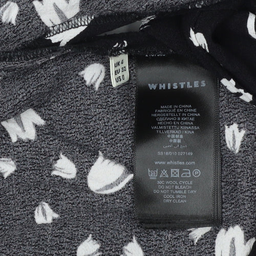 Whistles Women's Black Floral Blouse Size 4