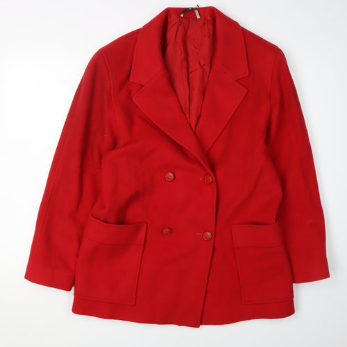 DAKS Women's Red Wool Pea Coat Size 12