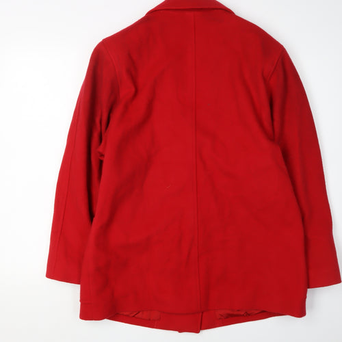 DAKS Women's Red Wool Pea Coat Size 12