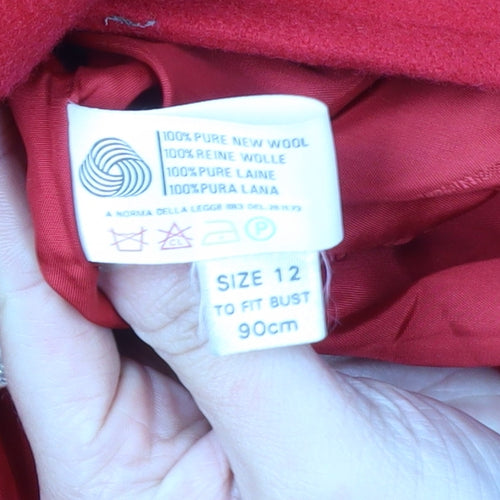 DAKS Women's Red Wool Pea Coat Size 12