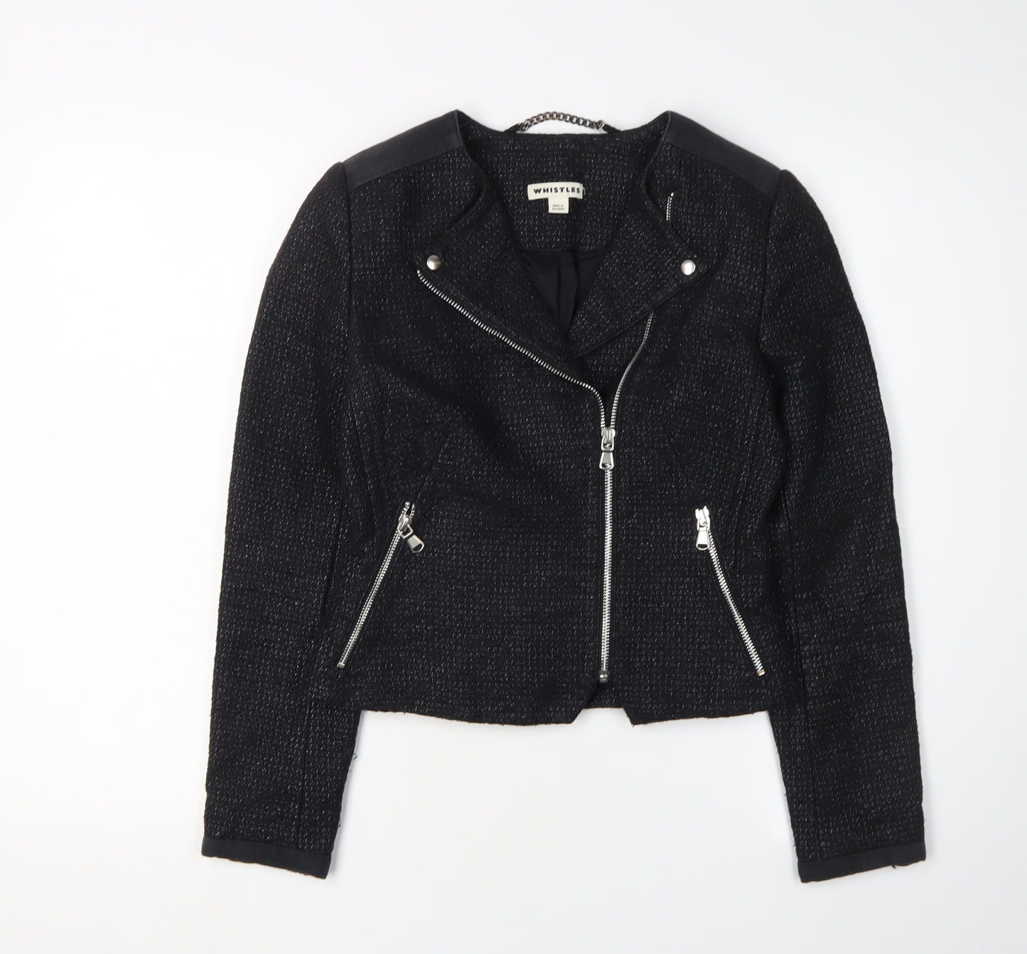 Whistles Women's Black Slim Motorcycle Jacket Size 6