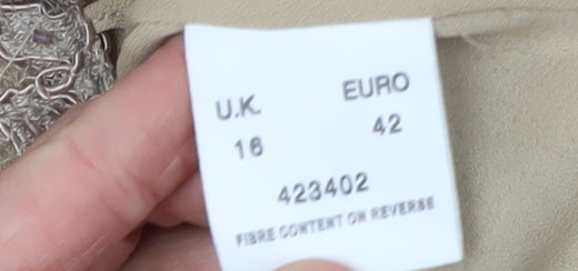 Eastex Beige Lace Blouse Women Size 16 Collared Floral Elegance