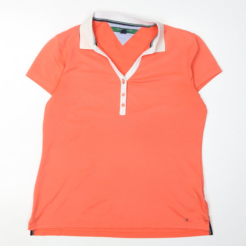 Tommy Hilfiger Women's Orange XL Polo Shirt, Casual Wear