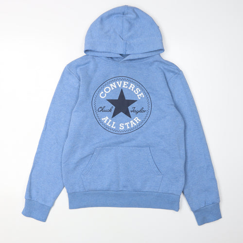 Converse Boys Blue Pullover Hoodie L - Logo Graphic Print