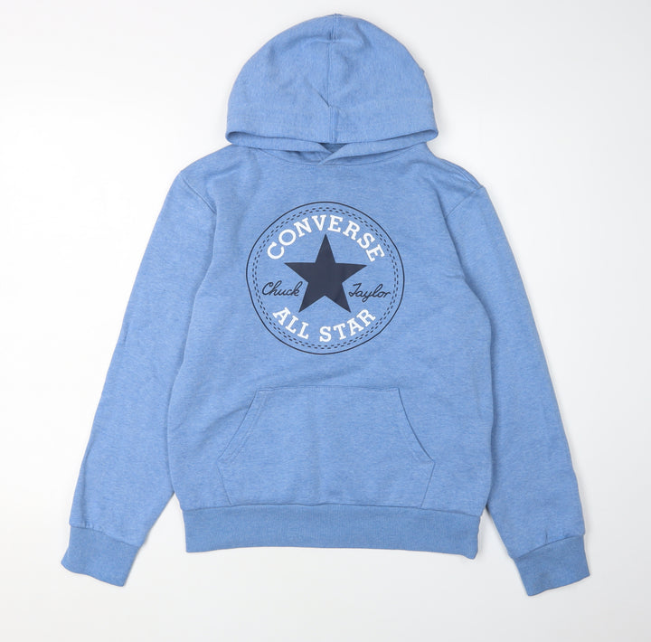 Converse Boys Blue Pullover Hoodie L - Logo Graphic Print