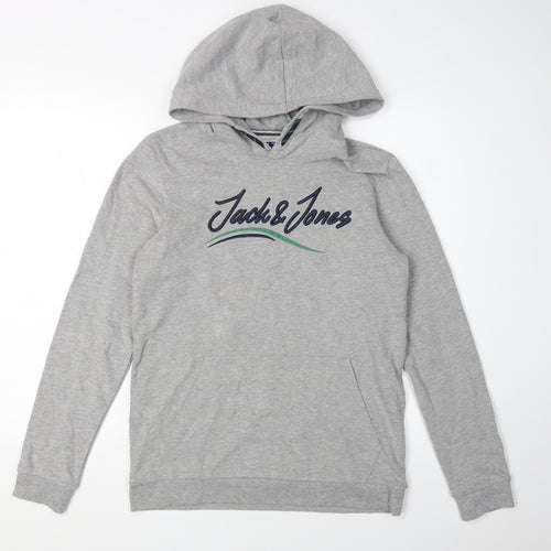 Jack & Jones Boys Hoodie Grey Pullover 164 Logo Graphic