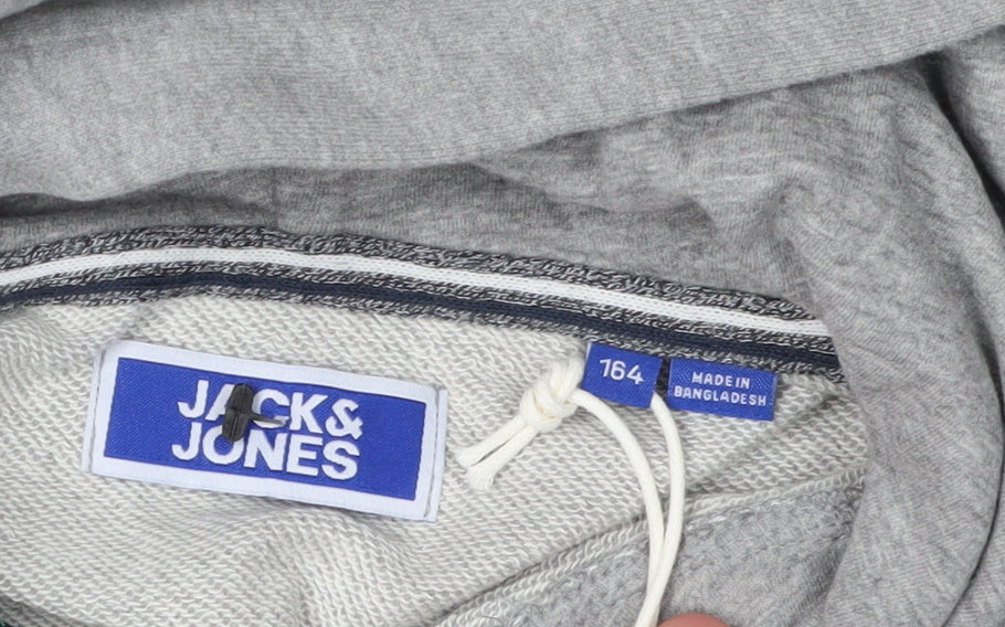 Jack & Jones Boys Hoodie Grey Pullover 164 Logo Graphic