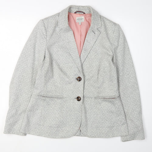 Joules Women's Grey Blazer Size 12 Notch Lapel Lined