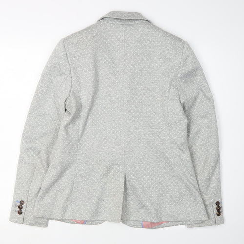 Joules Women's Grey Blazer Size 12 Notch Lapel Lined