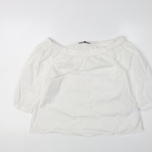 Tommy Hilfiger Women's White Cropped Blouse, Size 4, Off-Shoulder