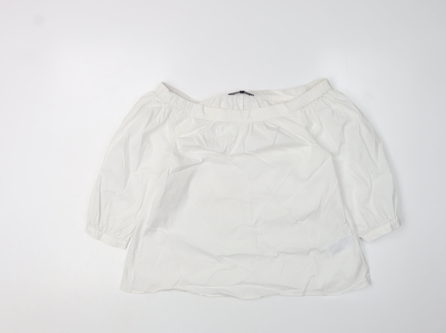 Tommy Hilfiger Women's White Cropped Blouse, Size 4, Off-Shoulder