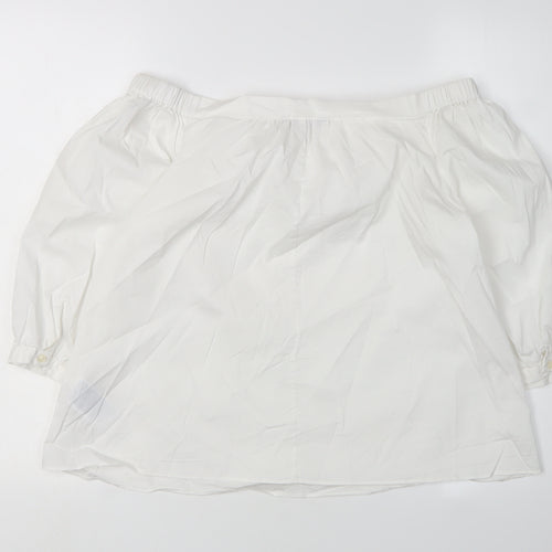 Tommy Hilfiger Women's White Cropped Blouse, Size 4, Off-Shoulder
