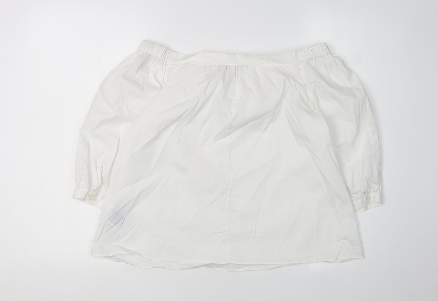 Tommy Hilfiger Women's White Cropped Blouse, Size 4, Off-Shoulder
