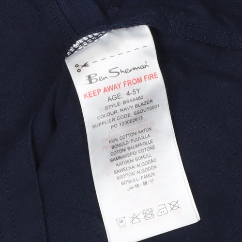 Ben Sherman Boys Blue T-Shirt 4-5 Years Crew Neck Casual