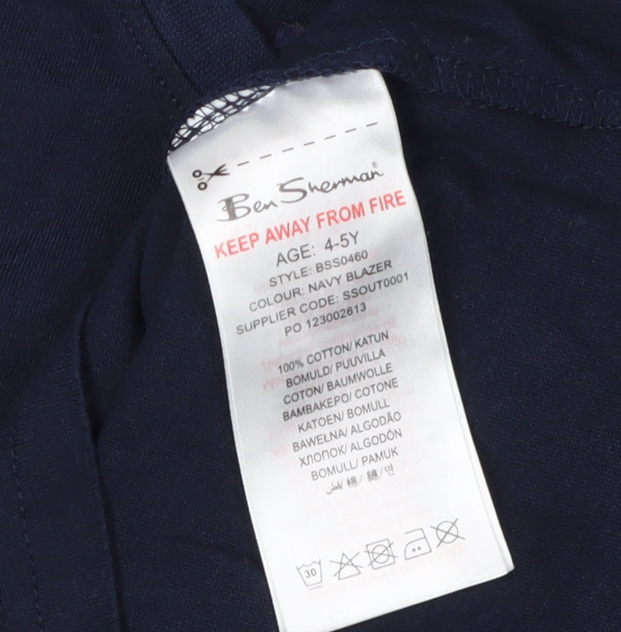 Ben Sherman Boys Blue T-Shirt 4-5 Years Crew Neck Casual