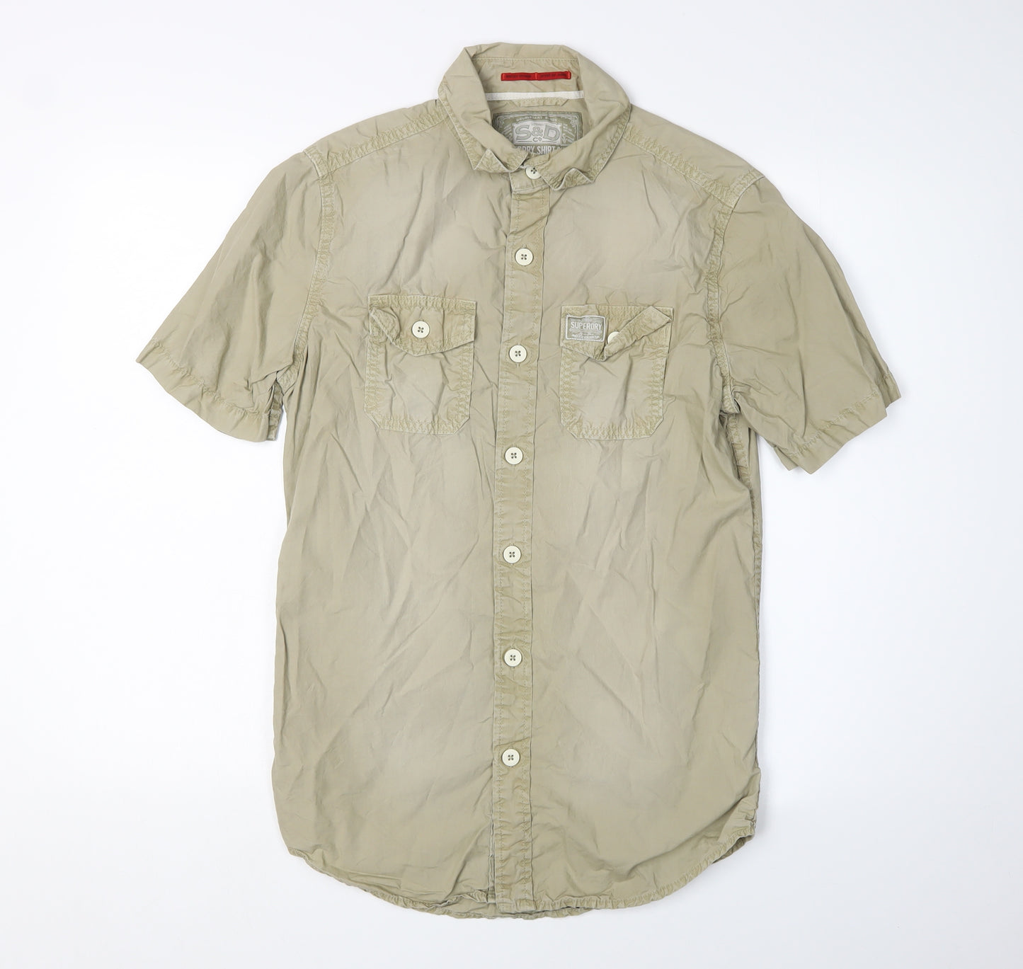 Superdry Men's Beige Short Sleeve Casual Shirt S
