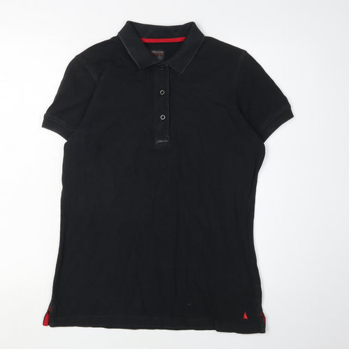 Musto Women's Black Polo Shirt Size 12 Cotton Casual