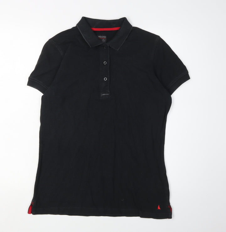 Musto Women's Black Polo Shirt Size 12 Cotton Casual