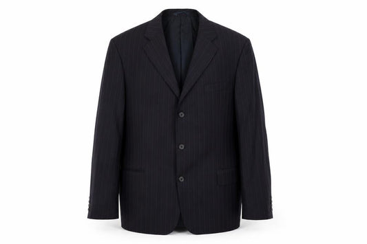 Front view of Hugo Boss Men's Blue Striped Suit Jacket 44