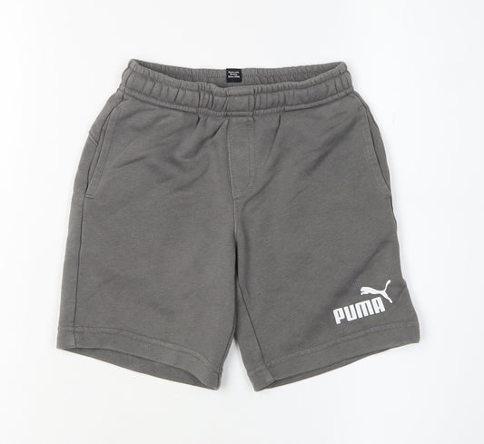 Puma Boys Grey Sweat Shorts, Size 5-6, Elastic Waist