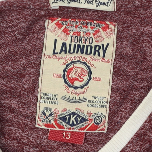 Tokyo Laundry Boys Red T-Shirt, V-Neck Short Sleeve, Size 13