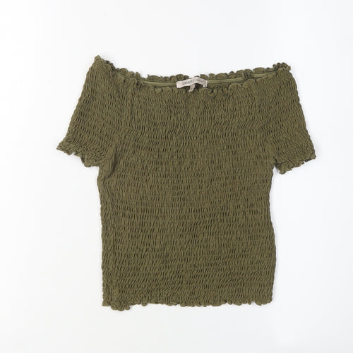 Marks and Spencer Green Off Shoulder Cropped T-Shirt