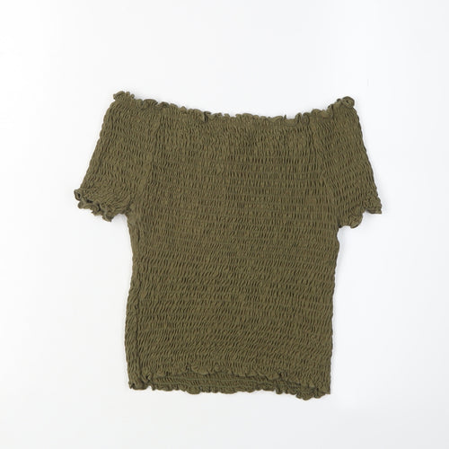 Marks and Spencer Green Off Shoulder Cropped T-Shirt