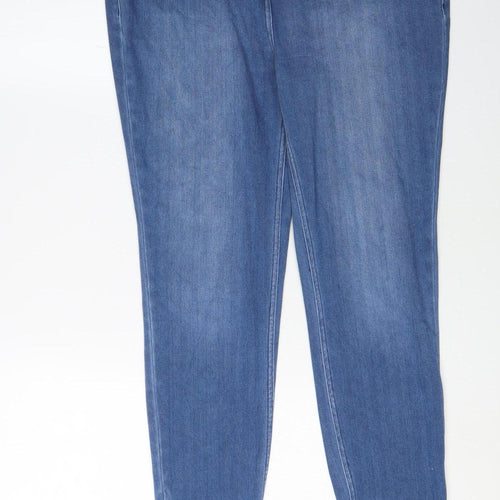 Next Women's Blue Cropped Denim Jersey Jeans Size 14