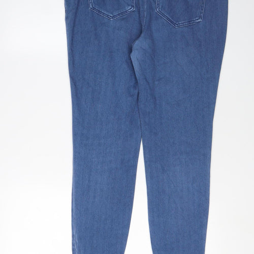 Next Women's Blue Cropped Denim Jersey Jeans Size 14