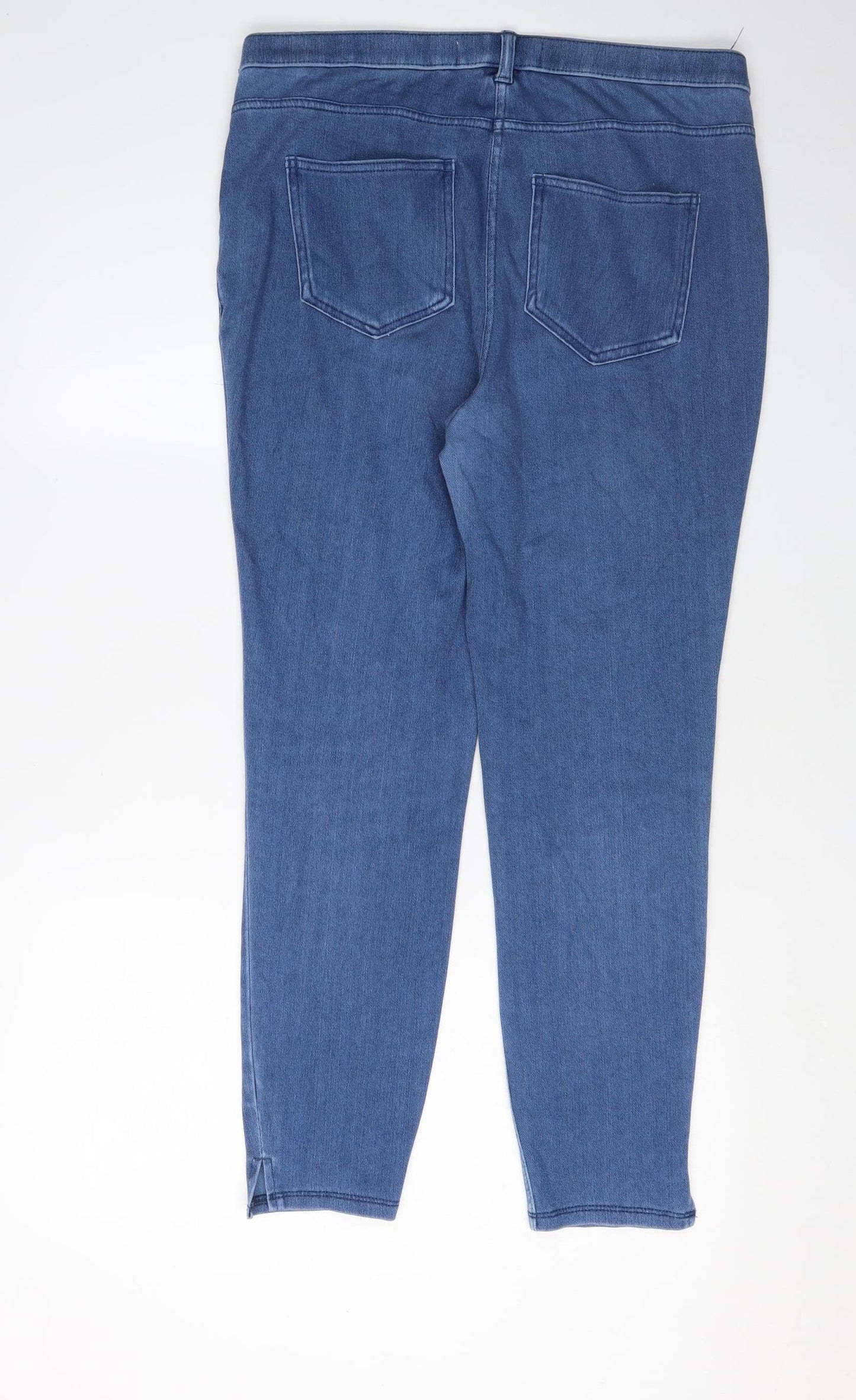 Next Women's Blue Cropped Denim Jersey Jeans Size 14