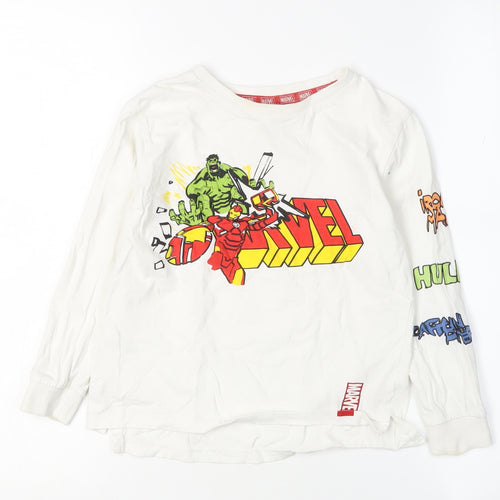 Marvel Boys White Avengers Long Sleeve T-Shirt 5-6 Years