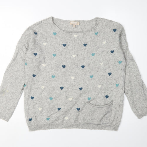 Benedetar Women’s Grey Heart Pullover Size M