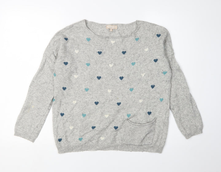 Benedetar Women’s Grey Heart Pullover Size M
