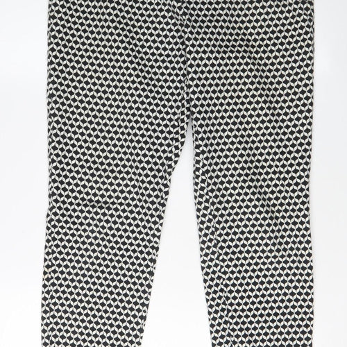 H&M Women's Black Geometric Cropped Trousers Size 12