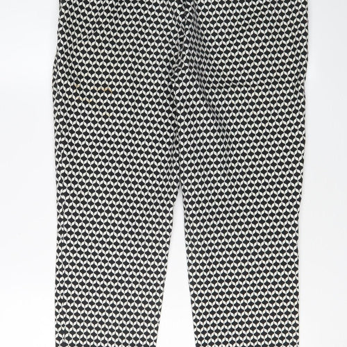 H&M Women's Black Geometric Cropped Trousers Size 12