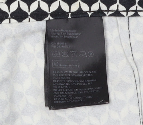H&M Women's Black Geometric Cropped Trousers Size 12