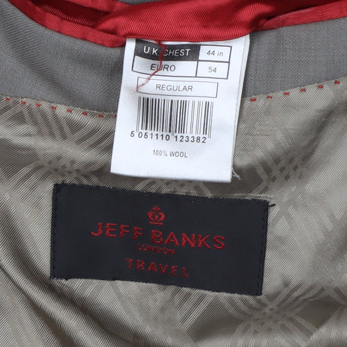 Jeff Banks Men's Grey Wool Blazer, Size 44R, Formal