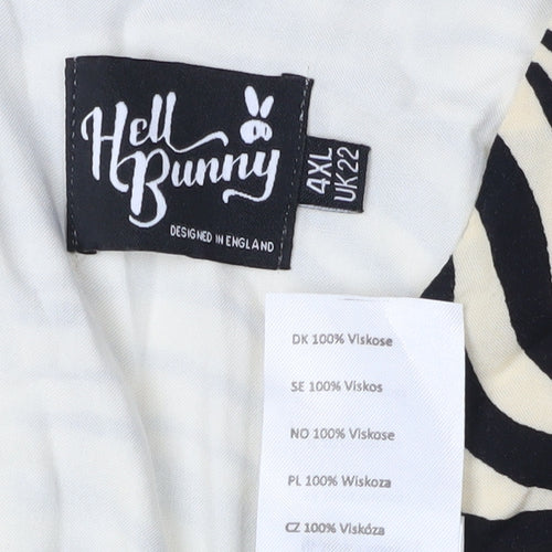 Hell Bunny Women's Zebra Print Viscose Dress UK 22