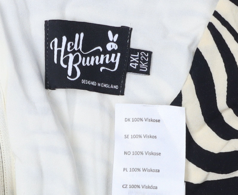 Hell Bunny Women's Zebra Print Viscose Dress UK 22