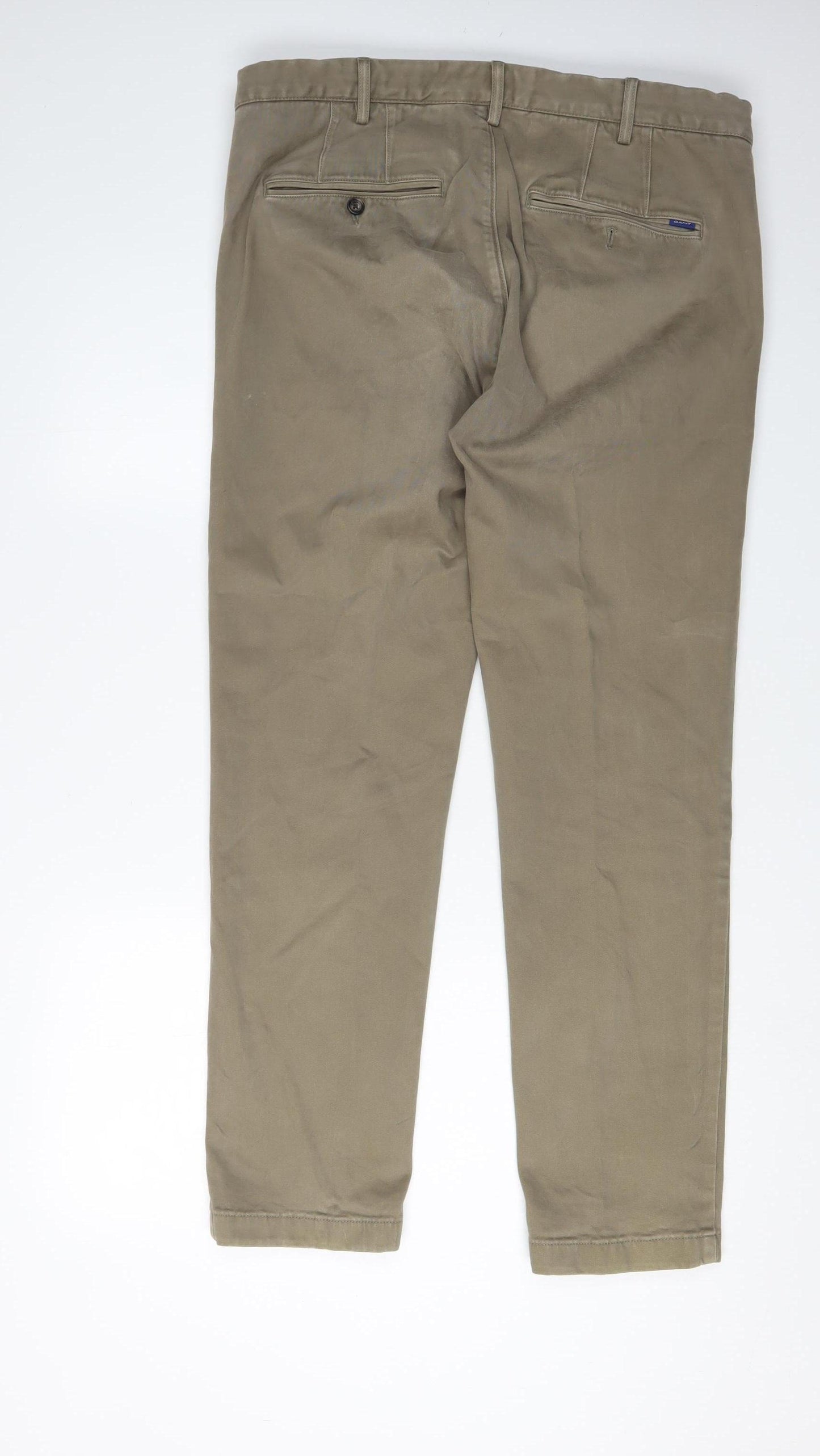 GANT Men's Beige Chino Trousers, 36W/30L, Slim Fit
