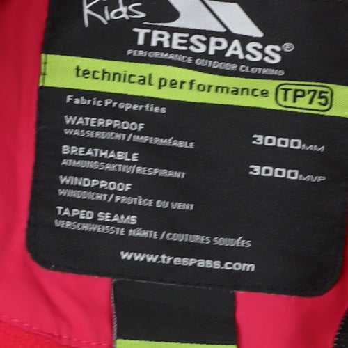 Trespass Girls Pink Puffer Jacket 5-6 Years