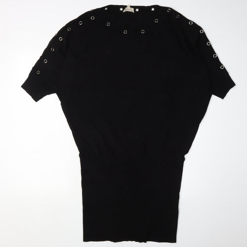 Phase Eight Women's Black Jumper Dress L with Eyelets