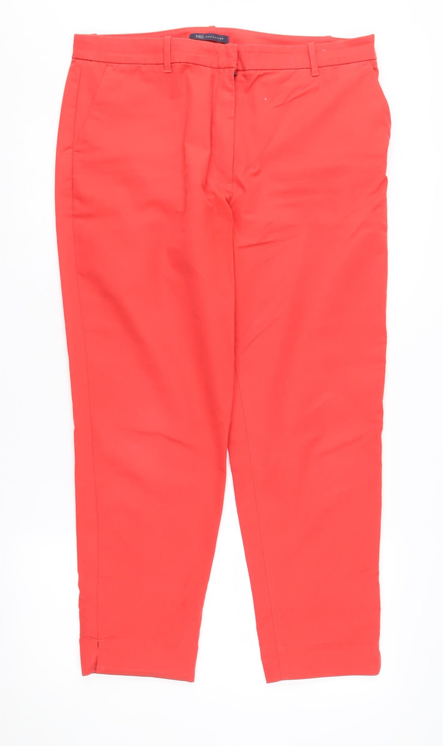 M&S Womens Red Chino Trousers Size 16 Regular