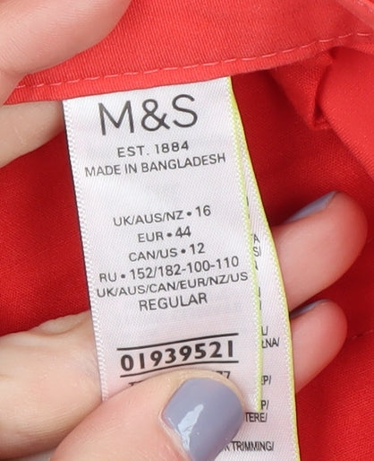 M&S Womens Red Chino Trousers Size 16 Regular