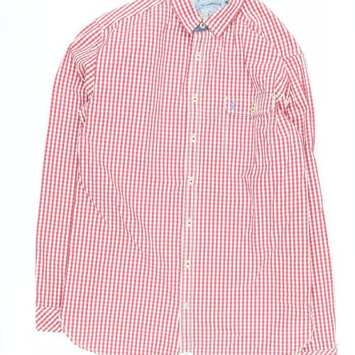 Joules Men's Red Checked Long Sleeve Shirt - Medium