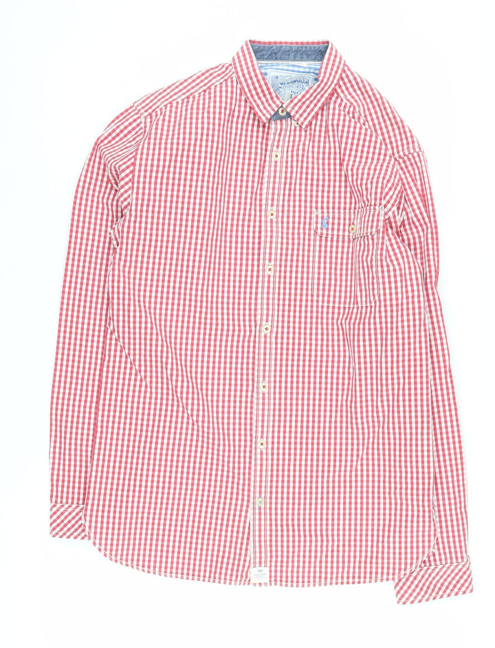 Joules Men's Red Checked Long Sleeve Shirt - Medium