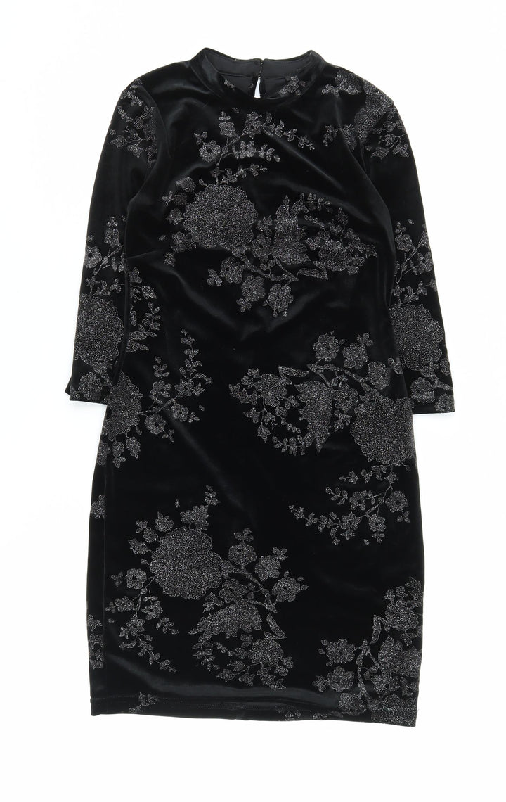 River Island Women’s Black Velvet Sheath Dress Size 8
